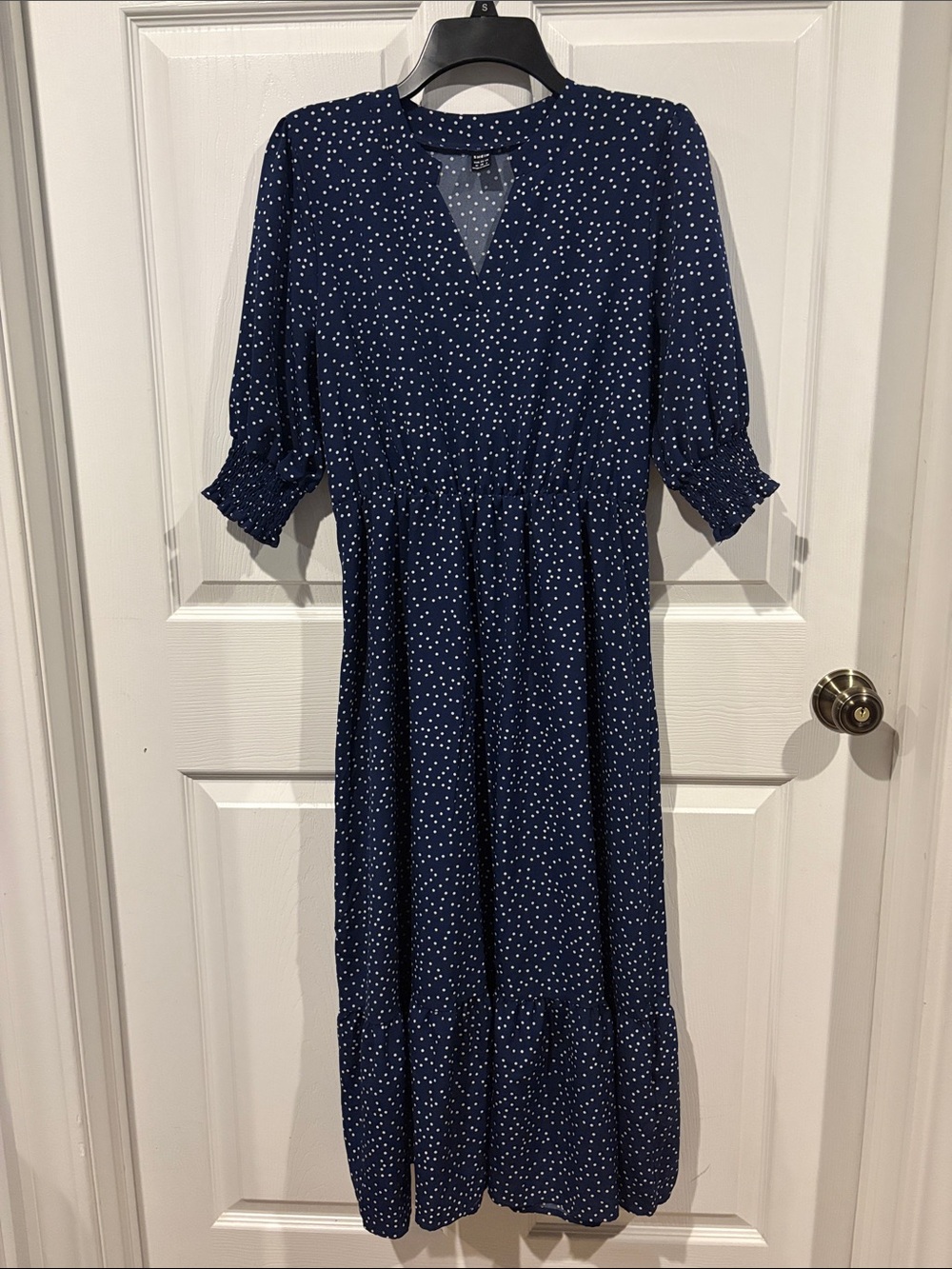 Navy Polka Dot Midi Dress